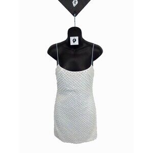 Fashion Nova Women's A Girl Pearls White Sexy Thin Strap Mini Dress  Small